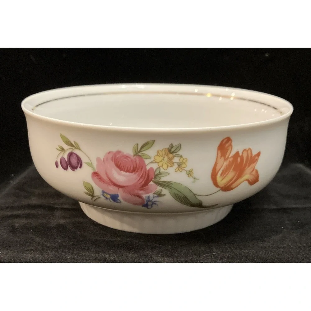 1777 Henneberg Porcelain Bowl Floral Pink Orange German Democratic Republic